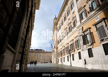 Mauro Scrobogna /LaPresse February 08, 2021&#xa0; Rome, Italy Politics Chamber of Deputies consultations In the photo: Montecitorio seat of the Chamber of Deputies Stock Photo