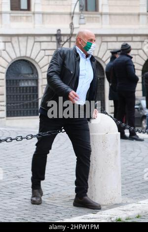 Mauro Scrobogna /LaPresse February 08, 2021&#xa0; Rome, Italy Politics Chamber of Deputies consultations In the photo: Fabio Rampelli, Fratellin d&#x2019;Italia FDI, in Piazza Montecitorio Stock Photo