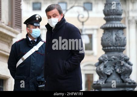 Mauro Scrobogna /LaPresse February 08, 2021&#xa0; Rome, Italy Politics Chamber of Deputies consultations In the photo: Carlo Calenda, Azione Stock Photo