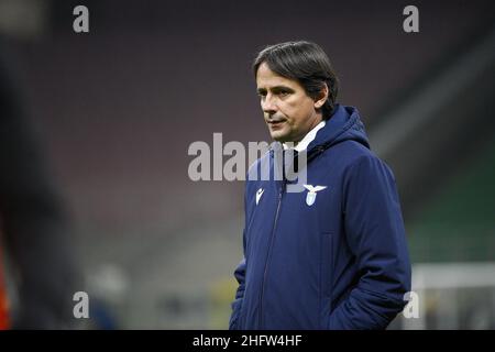 Marco Alpozzi/LaPresse February 14, 2021 Milan, Italy sport soccer Inter Vs Lazio - Italian Football Championship League A TIM 2020/2021 - Stadio Giuseppe Meazza In the pic: Simone Inzaghi (S.S. Lazio); Stock Photo