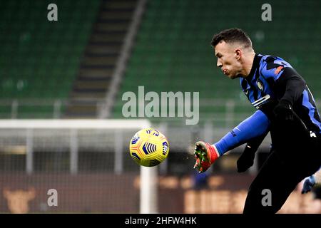 Marco Alpozzi/LaPresse February 14, 2021 Milan, Italy sport soccer Inter Vs Lazio - Italian Football Championship League A TIM 2020/2021 - Stadio Giuseppe Meazza In the pic: Ivan Perisic (FC Internazionale Milano); Stock Photo