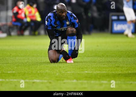 Marco Alpozzi/LaPresse February 14, 2021 Milan, Italy sport soccer Inter Vs Lazio - Italian Football Championship League A TIM 2020/2021 - Stadio Giuseppe Meazza In the pic: Romelu Lukaku (FC Internazionale Milano); Stock Photo