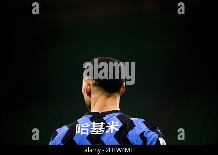 Marco Alpozzi/LaPresse February 14, 2021 Milan, Italy sport soccer Inter Vs Lazio - Italian Football Championship League A TIM 2020/2021 - Stadio Giuseppe Meazza In the pic: Achraf Hakimi (FC Internazionale Milano); Stock Photo