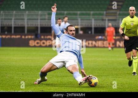 Marco Alpozzi/LaPresse February 14, 2021 Milan, Italy sport soccer Inter Vs Lazio - Italian Football Championship League A TIM 2020/2021 - Stadio Giuseppe Meazza In the pic: Vedat Muriqi (S.S. Lazio); Stock Photo