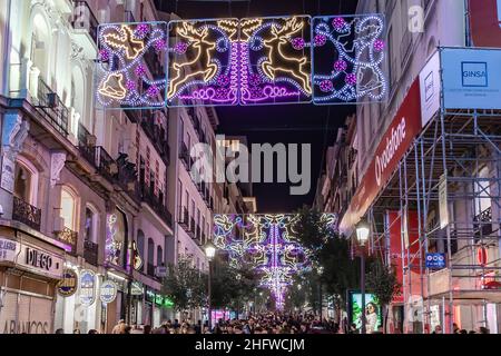 Madrid, Spain - December 11, 2021:  Christmas decoration in Madrid, Spain. Stock Photo