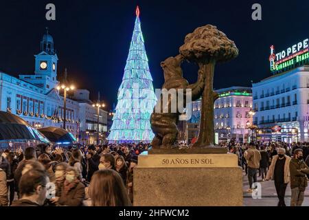 Madrid, Spain - December 11, 2021:  Christmas decoration in Madrid, Spain. Stock Photo