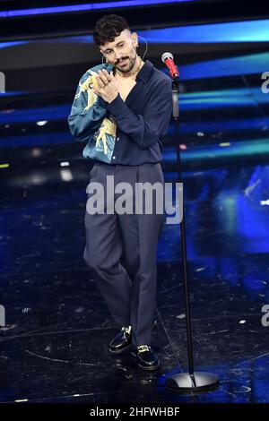 Matteo Rasero/LaPresse March 04, 2021 Sanremo, Italy Entertainment Sanremo music festival 2021, third evening In the photo: Aiello Stock Photo