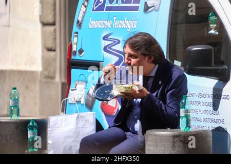 Mauro Scrobogna /LaPresse March 31, 2021&#xa0; Rome, Italy Politics INPS In the photo: Also for the INPS President Pasquale Tridico the lunch break in yellow zone mode Stock Photo