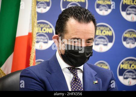 Mauro Scrobogna /LaPresse March 31, 2021 Rome, Italy Politics Fratelli d’Italia - National recovery and resilience plan Pnrr In the photo: Paolo Trancassini, FDI Camber of Depuites Stock Photo