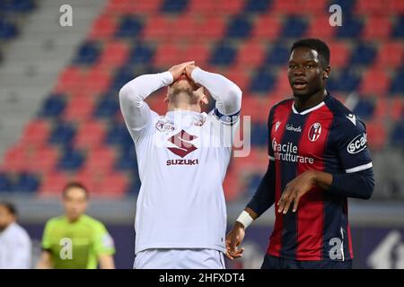 Massimo Paolone/LaPresse April 21, 2021 Bologna, Italy sport soccer Bologna vs Torino - Italian Football Championship League A TIM 2020/2021 - Renato Dall'Ara stadium In the pic: Andrea Belotti (Torino Football Club) is desperates Stock Photo