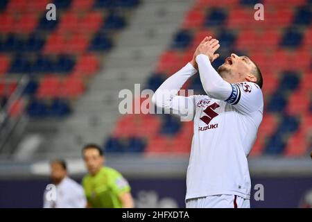 Massimo Paolone/LaPresse April 21, 2021 Bologna, Italy sport soccer Bologna vs Torino - Italian Football Championship League A TIM 2020/2021 - Renato Dall'Ara stadium In the pic: Andrea Belotti (Torino Football Club) is desperates Stock Photo