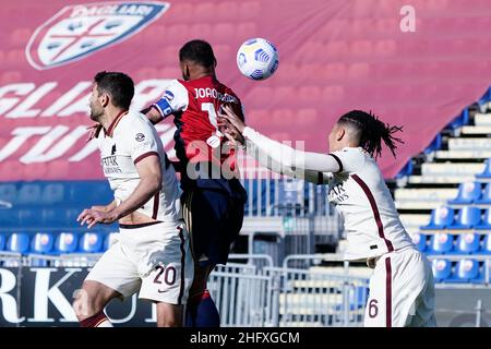 LaPresse/Alessandro Tocco April 25, 2021 Cagliari (Italy) Sport Soccer Cagliari Calcio vs AS Roma League A TIM 2020/2021 &quot;Sardegna Arena&quot; Stadium&#xa0; In the picture:Joao Pedro 10 (Cagliari Calcio) Stock Photo