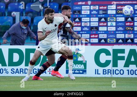 LaPresse/Alessandro Tocco April 25, 2021 Cagliari (Italy) Sport Soccer Cagliari Calcio vs AS Roma League A TIM 2020/2021 &quot;Sardegna Arena&quot; Stadium&#xa0; In the picture:Alberto Cerri 27 (Cagliari Calcio) Stock Photo