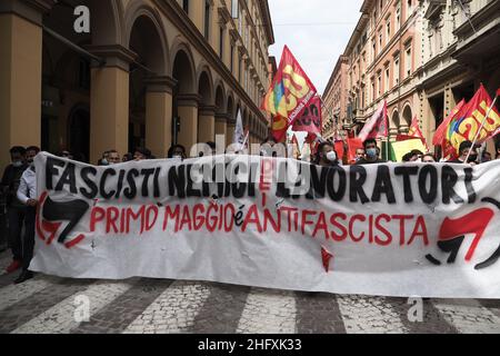 Michele Nucci/LaPresse . Bologna, Italy, May 1, 2021 - in the pic: celebrations May 1st Workers' Day Stock Photo