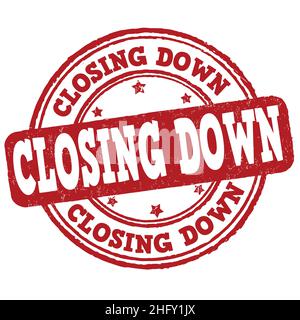 Closing down grunge rubber stamp on white background, vector illustration Stock Vector