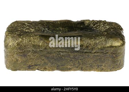 pure brass ingot isolated on white background Stock Photo