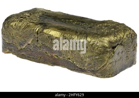 pure brass ingot isolated on white background Stock Photo