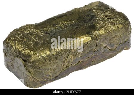 pure brass ingot isolated on white background Stock Photo