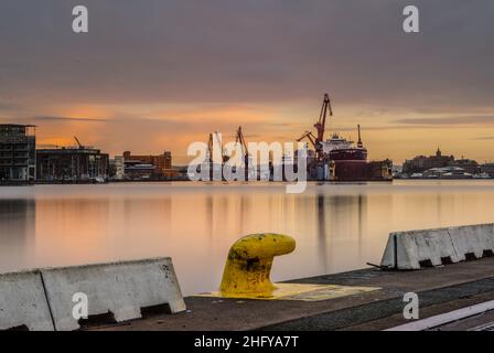 Gothenburg, Sweden - November 7 2013: The wharf Citvyvarvet with two ships in dry dock.. Stock Photo