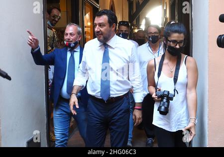 Michele Nucci/LaPresse June 29, 2021 - Bologna, Italy - news in the pic: Press conference secretary of the Lega Matteo Salvini on the occasion of the &quot;Meet Bologna&quot; initiative Stock Photo