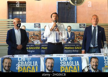 Michele Nucci/LaPresse June 29, 2021 - Bologna, Italy - news in the pic: Press conference secretary of the Lega Matteo Salvini on the occasion of the &quot;Meet Bologna&quot; initiative Stock Photo