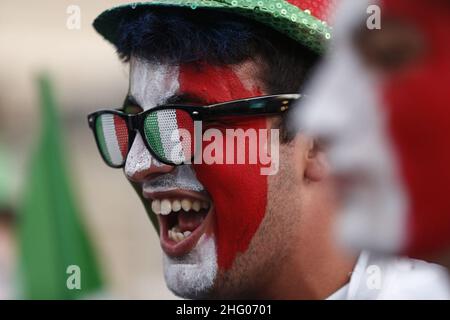 Cecilia Fabiano/ LaPresse July 02 , 2021 Roma (Italy) News : Italia Belgio football match at Piazza del Popolo Fan Zone In the Pic : the fans Stock Photo