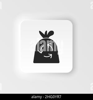 Packages with garbage neumorphic style neumorphic style vector icon illustration of big black plastic bags with wastes isolated on white background. P Stock Vector