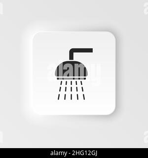 Shower sprinkler spray with water coming down diagonally flat neumorphic style neumorphic style vector icon icon for apps and websites. Bath, bathroom Stock Vector