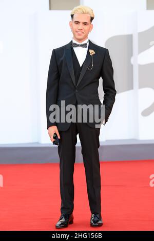 Gian Mattia D'Alberto - LaPresse 2021-09-02 Venice 78th Venice International Film Festival 'The Hand Of God' Red Carpet in the photo: Luca Marzano aka Aka 7even Stock Photo