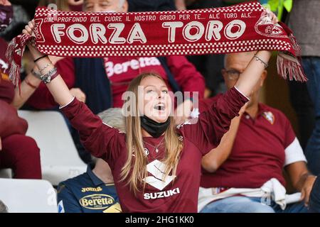 Marco Alpozzi/LaPresse September 23, 2021 Turin, Italy sport soccer EXCLUSIVE TORINO FC Torino vs Lazio - Italian Football Championship League A TIM 2021/2022 - Olimpico Grande Torino stadium. In the pic: supporters Stock Photo