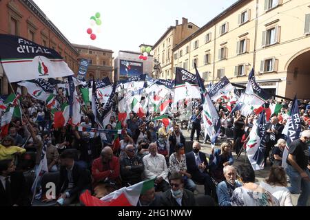 Michele Nucci/LaPresse September 26, 2021 - Bologna, Italy news Meeting Giorgia Meloni leader of right party 'Fratelli d&#x2019;Italia' in Galvani square Stock Photo