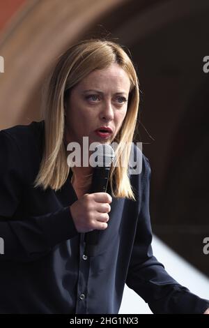 Michele Nucci/LaPresse September 26, 2021 - Bologna, Italy news Meeting Giorgia Meloni leader of right party 'Fratelli d&#x2019;Italia' in Galvani square Stock Photo