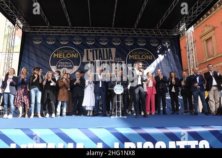 Michele Nucci/LaPresse September 26, 2021 - Bologna, Italy news Meeting Giorgia Meloni leader of right party 'Fratelli d&#x2019;Italia' in Galvani square Stock Photo