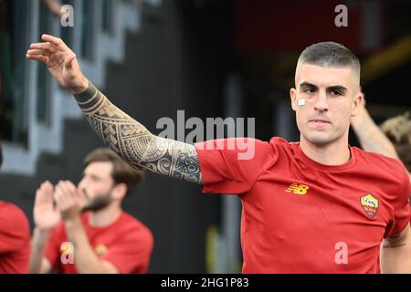 Foto Alfredo Falcone / LaPresse26 Settembre 2021 Roma, ItaliaSport CalcioLazio - Roma - Campionato di Calcio Serie A 2021/2022 - Stadio Olimpico di RomaNella foto: gianluca manciniPhoto Alfredo Falcone / LaPresseSeptember 26, 2021 Rome, ItalySport SoccerLazio - Roma - Italian Football Championship League A 2021/2022 - Olympic stadium of RomeIn the pic: gianluca mancini Stock Photo