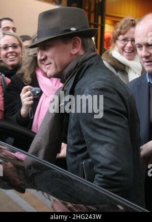 Actor Daniel Craig is spotted shopping at Borsalino hat store in Rome, Italy. Stock Photo