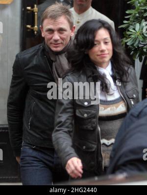 Actor Daniel Craig is spotted shopping at Borsalino hat store in Rome, Italy. Stock Photo