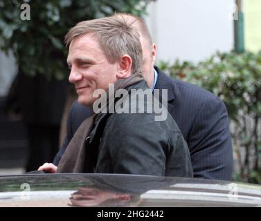 Actor Daniel Craig is spotted shopping at Borsalino hat store in Rome, Italy. Stock Photo