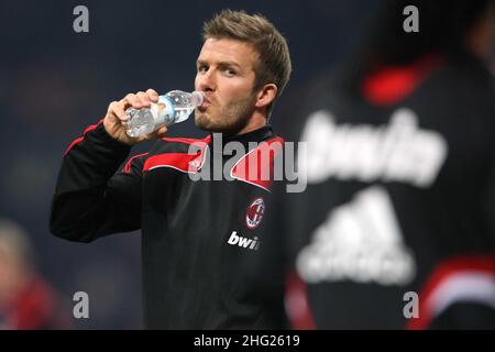 David Beckham pictured at Giuseppe Meazza Stadium during the