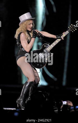 Madonna in concert as part of the Sticky & Sweet Tour, Milan, Italy. Stock Photo