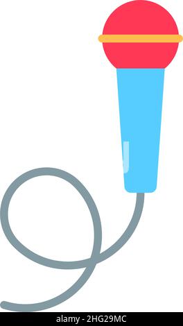 Colorful microphone flat icon isolated on white Stock Vector