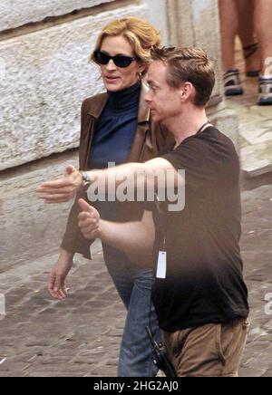 Julia Roberts seen on the set of 'Eat, Pray, Love' in Rome, Italy.  Stock Photo