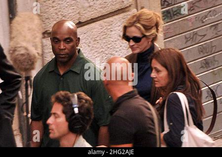 Julia Roberts seen on the set of 'Eat, Pray, Love' in Rome, Italy.  Stock Photo