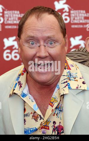 John Lasseter attend the 'Golden Lion Lifetime Achievement' photocall at the Palazzo del Casino during the 66th Venice Film Festival in Venice, Italy. Stock Photo