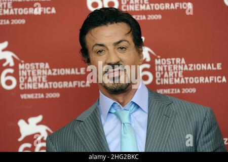 Actor Sylvester Stallone attends the 'Jaeger-LeCoultre Glory To The Filmmaker Award' photocall at the Palazzo del Casino during the 66th Venice Film Festival in Venice, Italy. Stock Photo