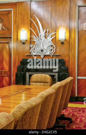 Directors Room conference room. Art Deco style. Liberty Tower, Dayton, Ohio, USA. Stock Photo