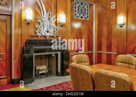 Directors Room conference room. Art Deco style. Liberty Tower, Dayton, Ohio, USA. Stock Photo