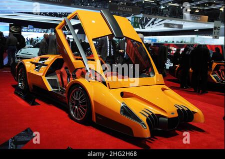 The first press day at the Geneva Motor Show in Geneva, Switzerland. Stock Photo