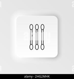 Cotton buds icon. Simple element illustration natural concept. Cotton buds icon. Neumorphic style vector icon on white background Stock Vector