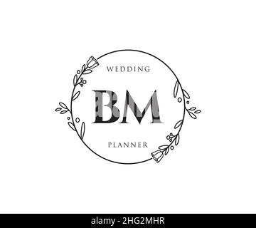BM feminine logo. Usable for Nature, Salon, Spa, Cosmetic and Beauty Logos. Flat Vector Logo Design Template Element. Stock Vector