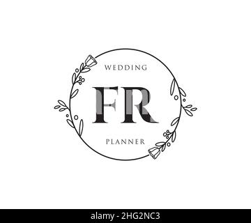 FR feminine logo. Usable for Nature, Salon, Spa, Cosmetic and Beauty Logos. Flat Vector Logo Design Template Element. Stock Vector